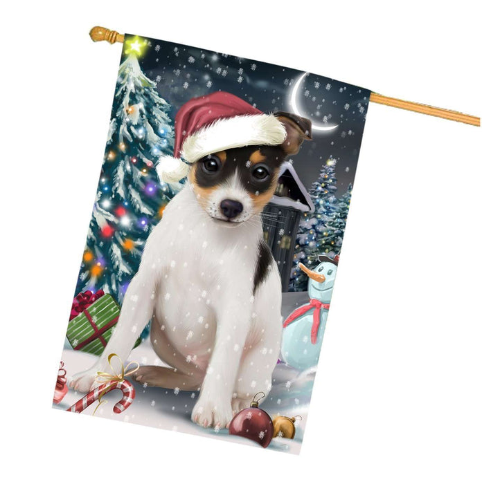 Have a Holly Jolly Christmas Rat-Terriers Dog in Holiday Background House Flag