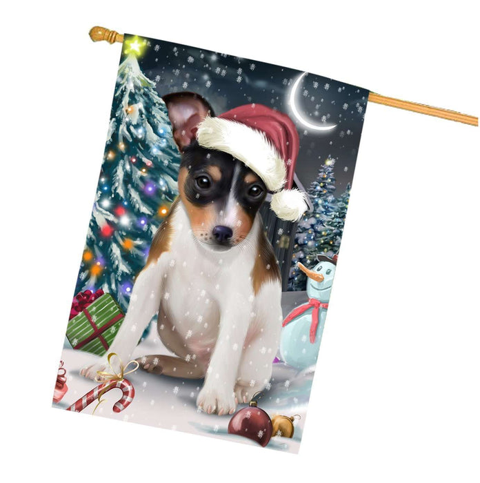 Have a Holly Jolly Christmas Rat-Terriers Dog in Holiday Background House Flag