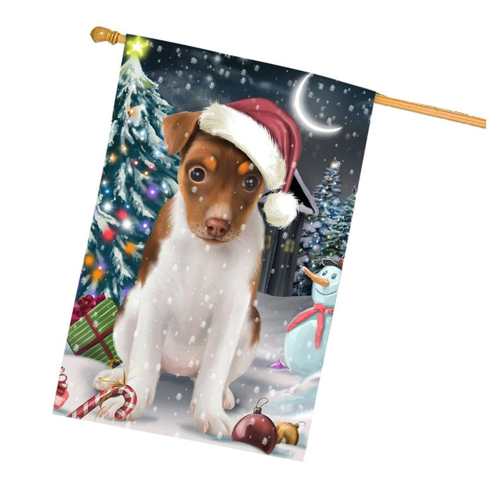 Have a Holly Jolly Christmas Rat-Terriers Dog in Holiday Background House Flag