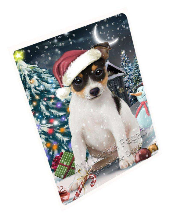 Have a Holly Jolly Christmas Rat-Terriers Dog in Holiday Background Large Refrigerator / Dishwasher Magnet D156