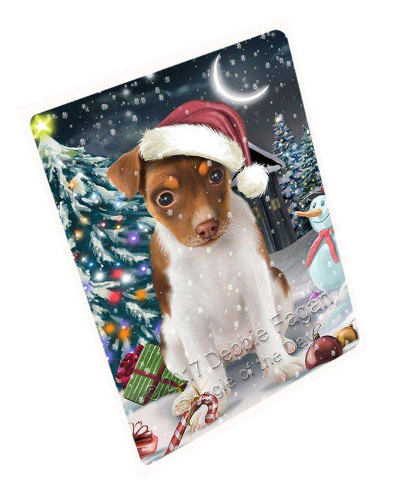 Have A Holly Jolly Christmas Rat Terriers Dog In Holiday Background Magnet Mini (3.5" x 2") D155