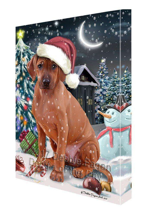 Have a Holly Jolly Christmas Rhodesian Ridgeback Dog in Holiday Background Canvas Wall Art D114