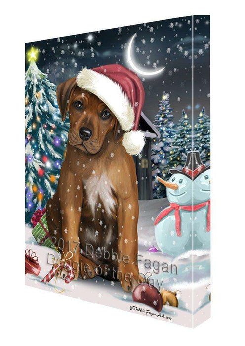 Have a Holly Jolly Christmas Rhodesian Ridgeback Dog in Holiday Background Canvas Wall Art D117