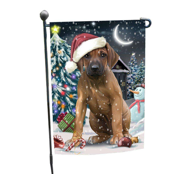 Have a Holly Jolly Christmas Rhodesian Ridgeback Dog in Holiday Background Garden Flag D115