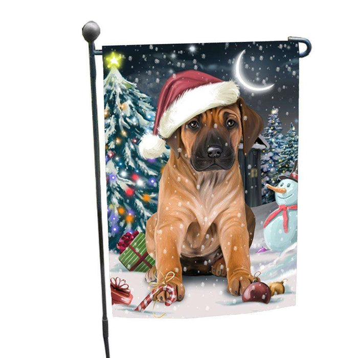 Have a Holly Jolly Christmas Rhodesian Ridgeback Dog in Holiday Background Garden Flag D116