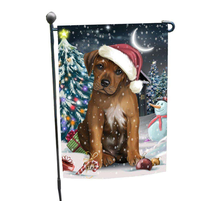 Have a Holly Jolly Christmas Rhodesian Ridgeback Dog in Holiday Background Garden Flag D117