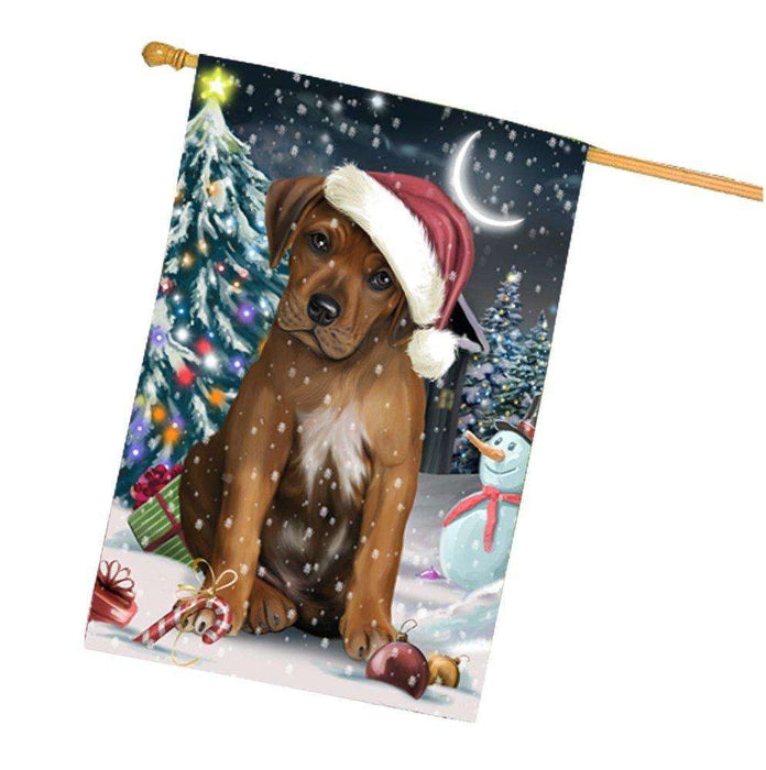 Have a Holly Jolly Christmas Rhodesian Ridgeback Dog in Holiday Background House Flag