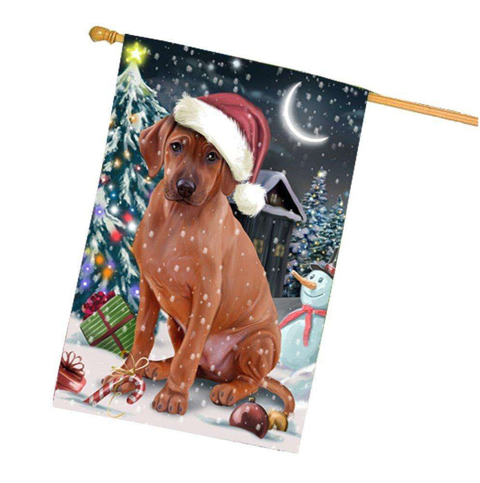 Have a Holly Jolly Christmas Rhodesian Ridgeback Dog in Holiday Background House Flag