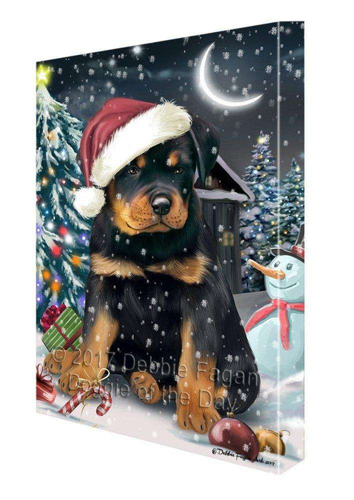 Have a Holly Jolly Christmas Rottweilers Dog in Holiday Background Canvas Wall Art D034