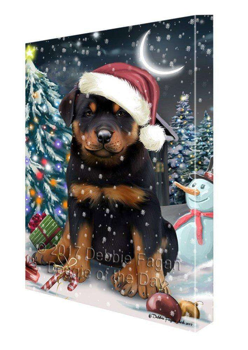 Have a Holly Jolly Christmas Rottweilers Dog in Holiday Background Canvas Wall Art D037