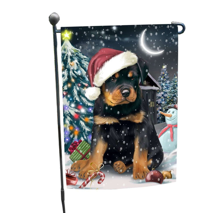 Have a Holly Jolly Christmas Rottweilers Dog in Holiday Background Garden Flag D034