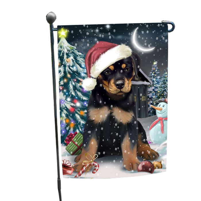 Have a Holly Jolly Christmas Rottweilers Dog in Holiday Background Garden Flag D035