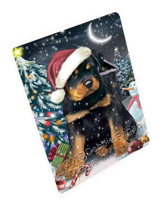 Have a Holly Jolly Christmas Rottweilers Dog in Holiday Background Tempered Cutting Board D029