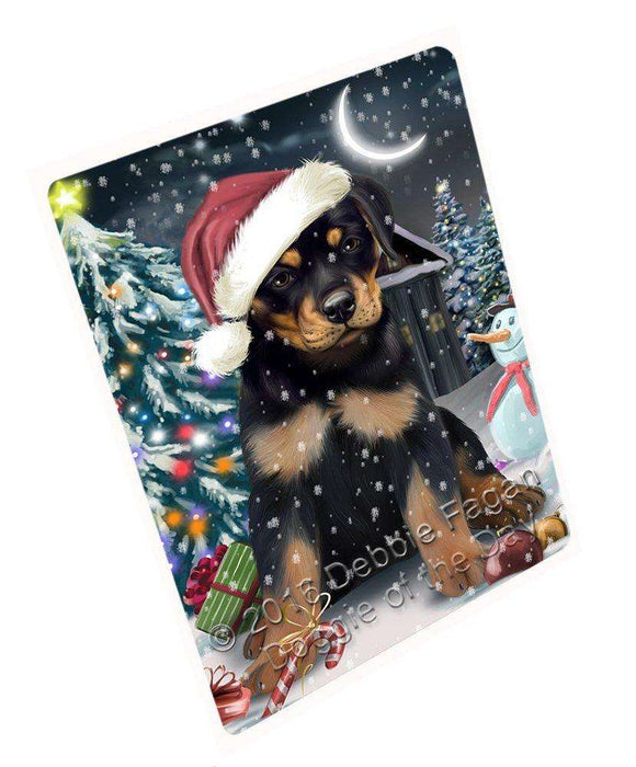 Have a Holly Jolly Christmas Rottweilers Dog in Holiday Background Tempered Cutting Board D030