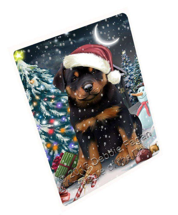 Have a Holly Jolly Christmas Rottweilers Dog in Holiday Background Tempered Cutting Board D032