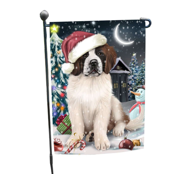 Have a Holly Jolly Christmas Saint Bernard Dog in Holiday Background Garden Flag D158