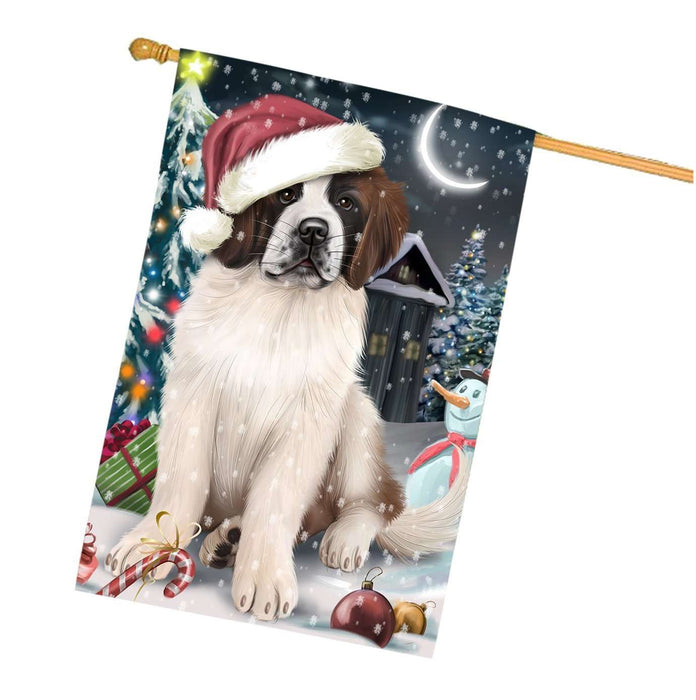 Have a Holly Jolly Christmas Saint Bernard Dog in Holiday Background House Flag