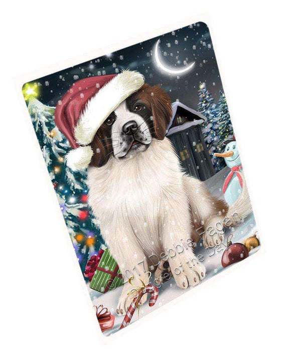 Have a Holly Jolly Christmas Saint Bernard Dog in Holiday Background Large Refrigerator / Dishwasher Magnet D158