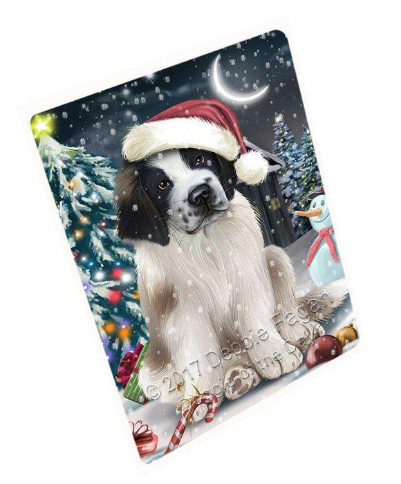 Have a Holly Jolly Christmas Saint Bernard Dog in Holiday Background Large Refrigerator / Dishwasher Magnet D160
