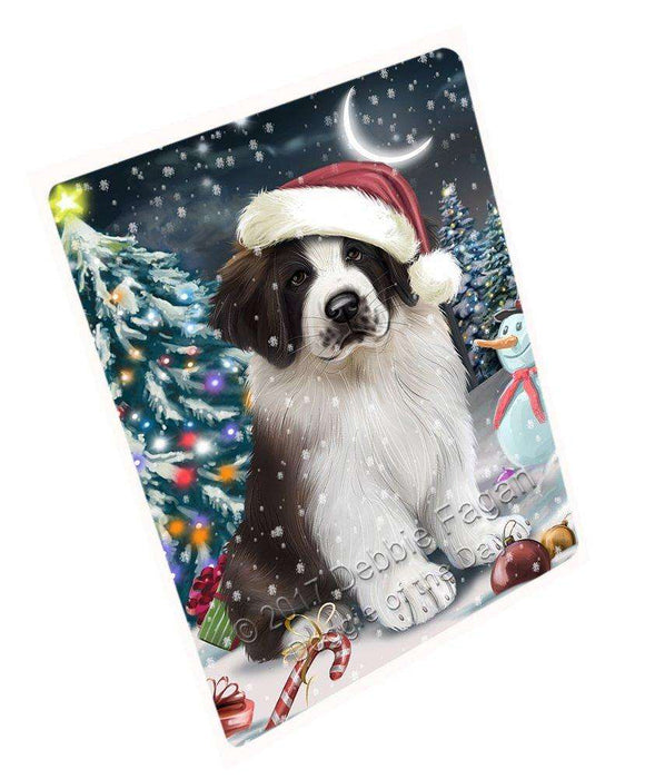 Have a Holly Jolly Christmas Saint Bernard Dog in Holiday Background Large Refrigerator / Dishwasher Magnet D161