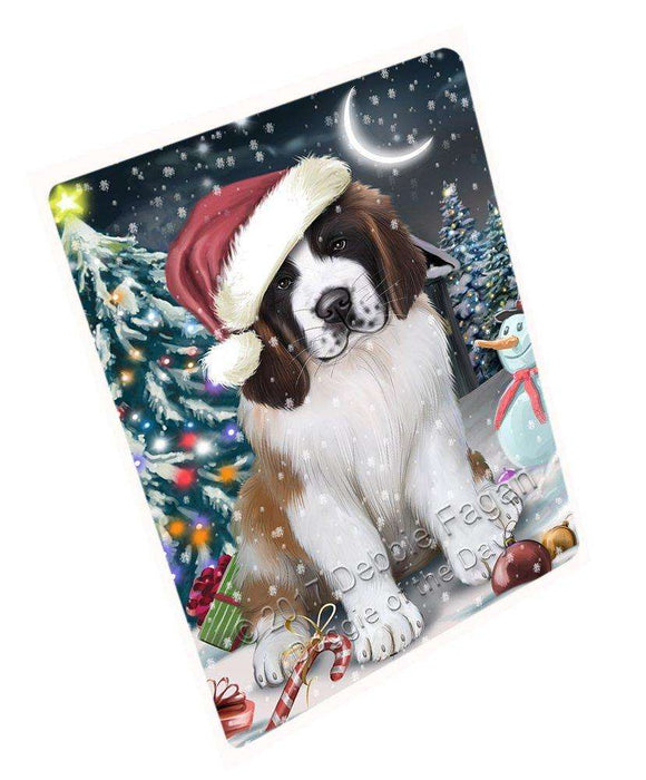 Have a Holly Jolly Christmas Saint Bernard Dog in Holiday Background Tempered Cutting Board D159