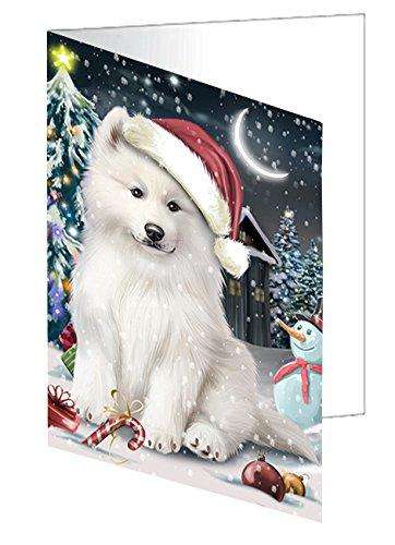 Have a Holly Jolly Christmas Samoyed Dog in Holiday Background Handmade Artwork Assorted Pets Greeting Cards and Note Cards with Envelopes for All Occasions and Holiday Seasons D266