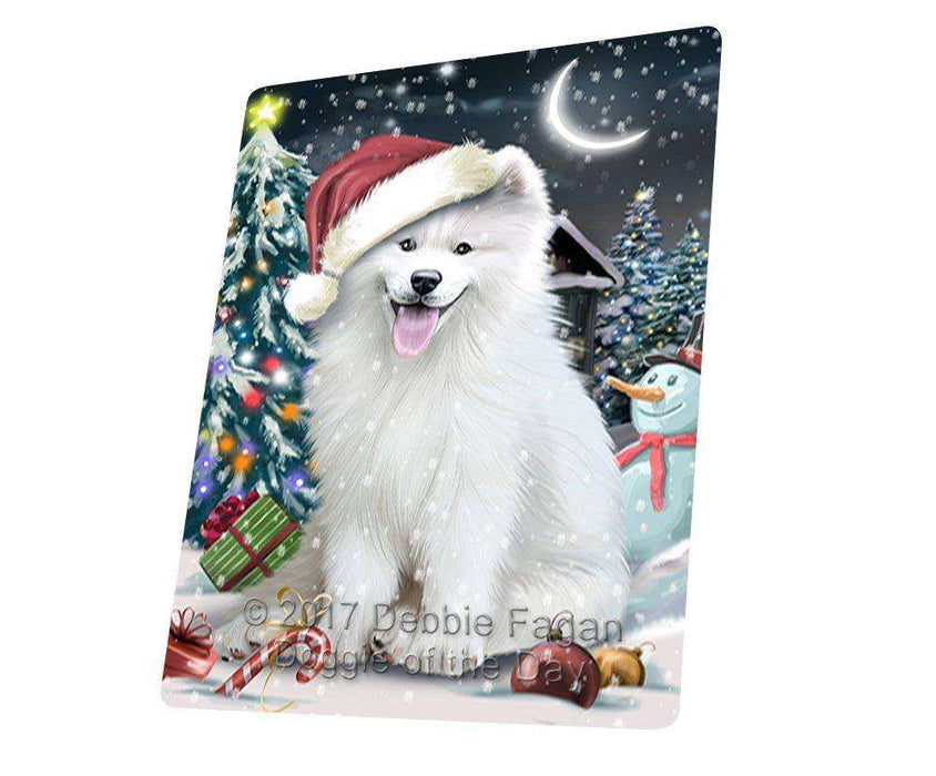 Have a Holly Jolly Christmas Samoyed Dog in Holiday Background Tempered Cutting Board D118