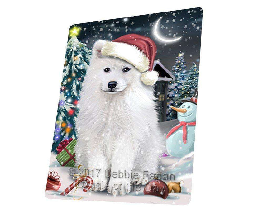 Have a Holly Jolly Christmas Samoyed Dog in Holiday Background Tempered Cutting Board D120