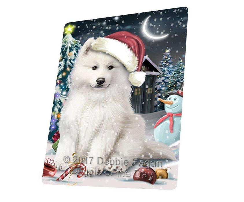 Have a Holly Jolly Christmas Samoyed Dog in Holiday Background Tempered Cutting Board D121