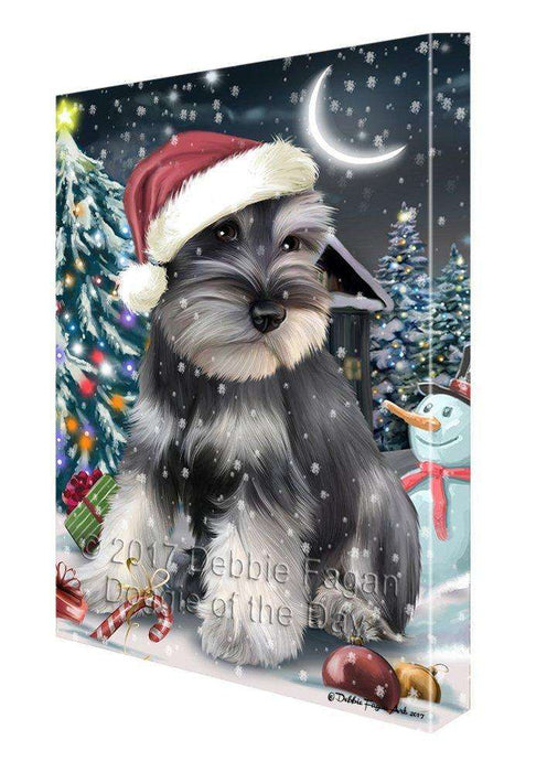 Have a Holly Jolly Christmas Schnauzer Dog in Holiday Background Canvas Wall Art D038