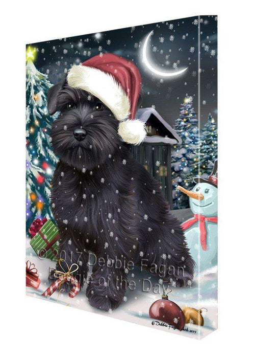 Have a Holly Jolly Christmas Schnauzer Dog in Holiday Background Canvas Wall Art D039
