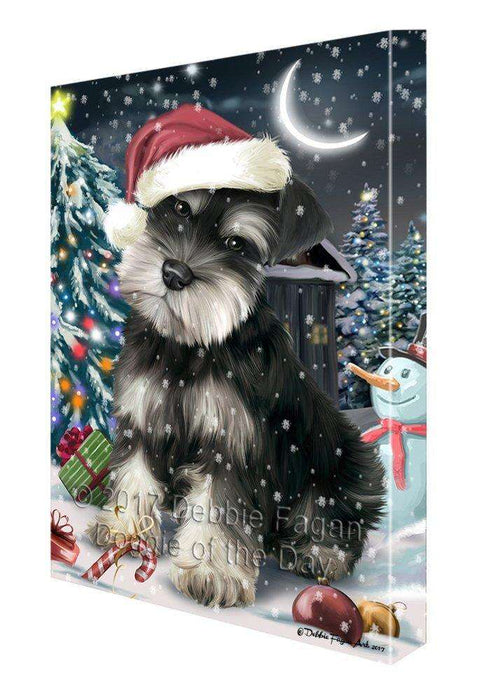 Have a Holly Jolly Christmas Schnauzer Dog in Holiday Background Canvas Wall Art D041
