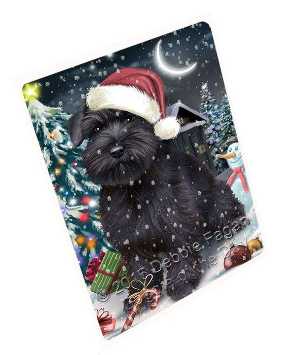 Have a Holly Jolly Christmas Schnauzer Dog in Holiday Background Large Refrigerator / Dishwasher Magnet D034