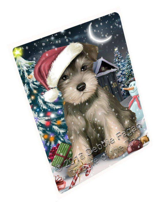 Have a Holly Jolly Christmas Schnauzer Dog in Holiday Background Large Refrigerator / Dishwasher Magnet D035