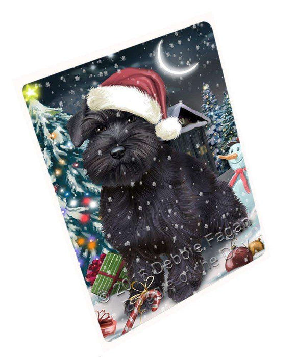 Have a Holly Jolly Christmas Schnauzer Dog in Holiday Background Tempered Cutting Board D034