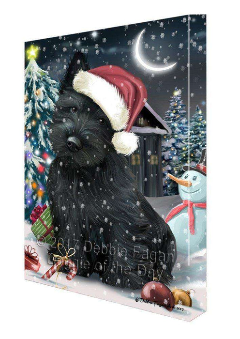 Have a Holly Jolly Christmas Scottish Terriers Dog in Holiday Background Canvas Wall Art D162