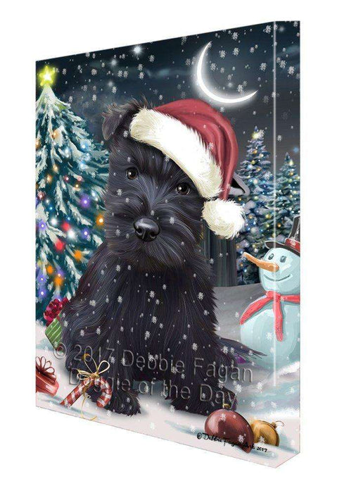 Have a Holly Jolly Christmas Scottish Terriers Dog in Holiday Background Canvas Wall Art D163