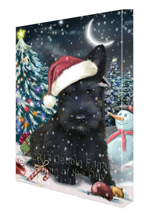 Have a Holly Jolly Christmas Scottish Terriers Dog in Holiday Background Canvas Wall Art D164