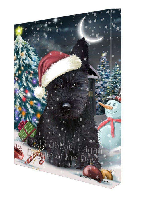 Have a Holly Jolly Christmas Scottish Terriers Dog in Holiday Background Canvas Wall Art D165