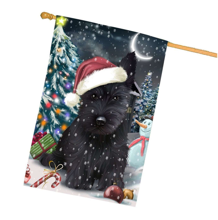 Have a Holly Jolly Christmas Scottish Terriers Dog in Holiday Background House Flag