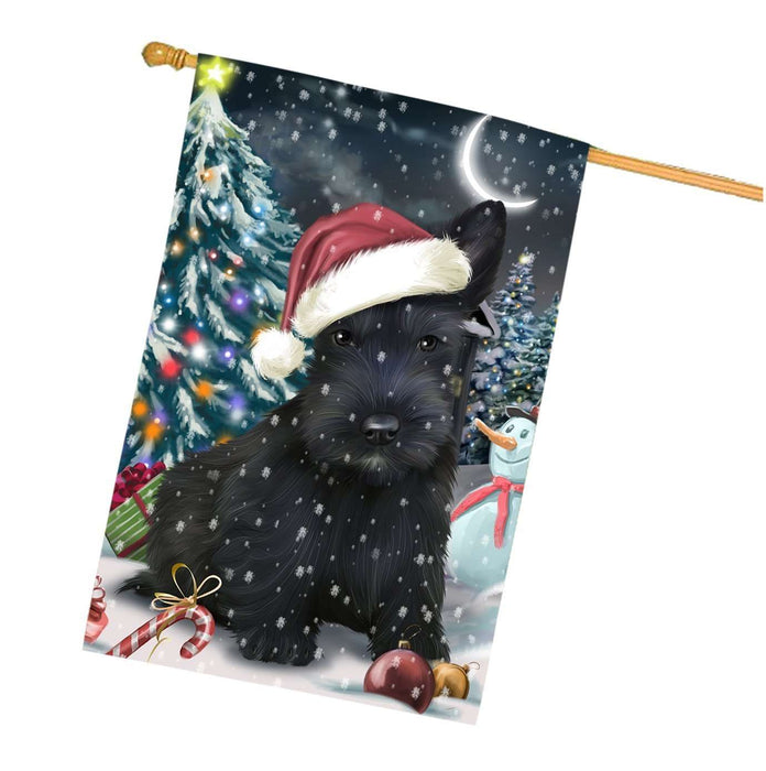 Have a Holly Jolly Christmas Scottish Terriers Dog in Holiday Background House Flag
