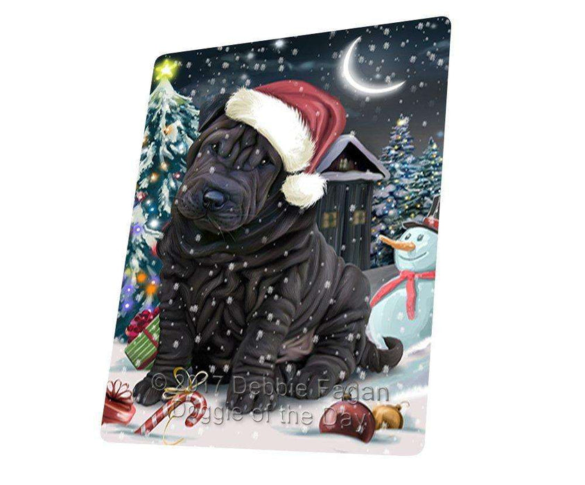 Have a Holly Jolly Christmas Shar-Pei Dog in Holiday Background Tempered Cutting Board D125