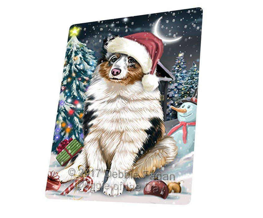 Have a Holly Jolly Christmas Shetland Sheepdogs Dog in Holiday Background Large Refrigerator / Dishwasher Magnet D089