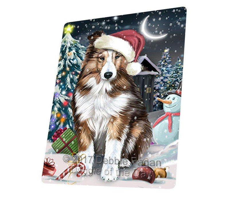 Have a Holly Jolly Christmas Shetland Sheepdogs Dog in Holiday Background Large Refrigerator / Dishwasher Magnet D090