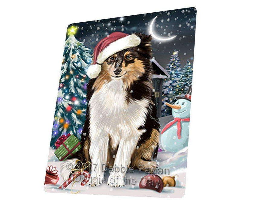Have a Holly Jolly Christmas Shetland Sheepdogs Dog in Holiday Background Large Refrigerator / Dishwasher Magnet D092