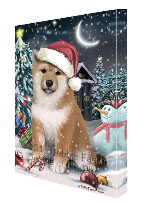 Have a Holly Jolly Christmas Shiba Inu Dog in Holiday Background Canvas Wall Art D207