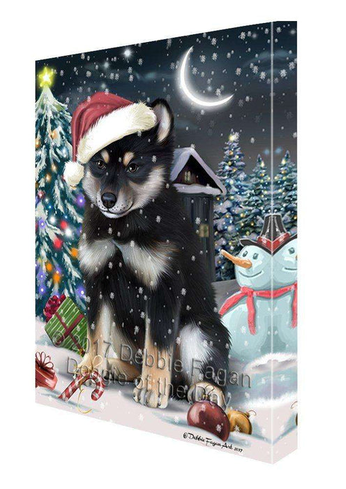 Have a Holly Jolly Christmas Shiba Inu Dog in Holiday Background Canvas Wall Art D208