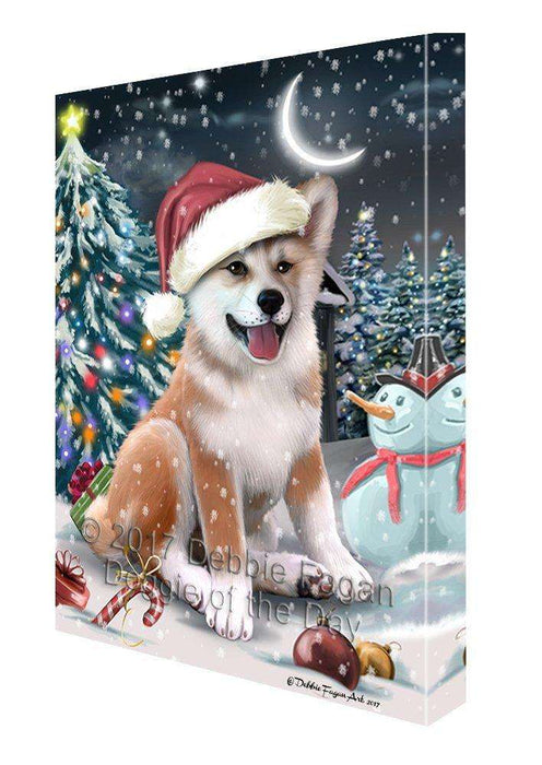 Have a Holly Jolly Christmas Shiba Inu Dog in Holiday Background Canvas Wall Art D209