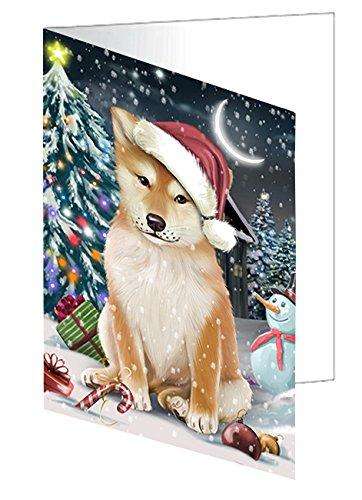 Have a Holly Jolly Christmas Shiba Inu Dog in Holiday Background Handmade Artwork Assorted Pets Greeting Cards and Note Cards with Envelopes for All Occasions and Holiday Seasons D307