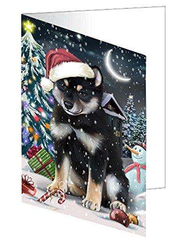 Have a Holly Jolly Christmas Shiba Inu Dog in Holiday Background Handmade Artwork Assorted Pets Greeting Cards and Note Cards with Envelopes for All Occasions and Holiday Seasons D309